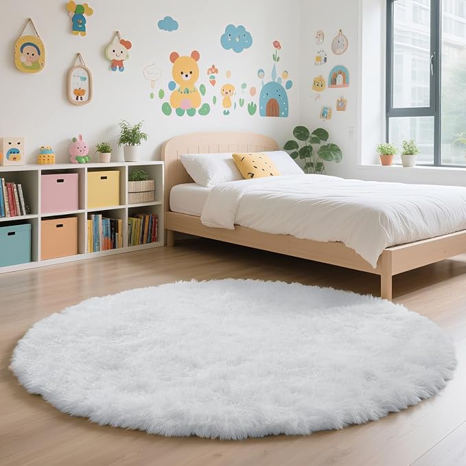 yulidayang White Fluffy Round Area Rugs - Image 6
