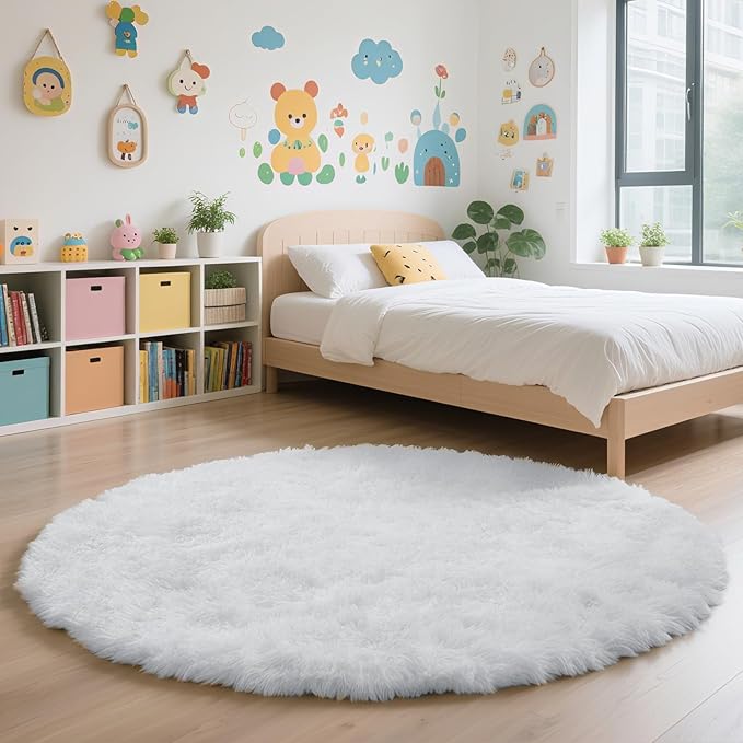 yulidayang White Fluffy Round Area Rugs - Image 6