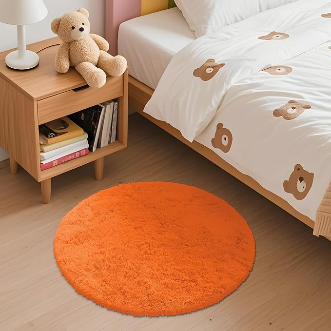 OLANLY Orange Round Rugs for Bedroom - Image 3