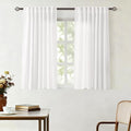 White Linen Curtains 45 inch Length 2 Panel Set by Jolilight