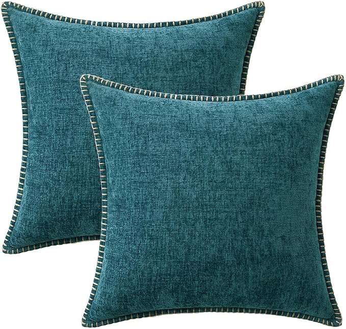 MIULEE Pack of 2 Couch Throw Pillow Covers 18x18 Inch Dark Teal Farmhouse - Image 6