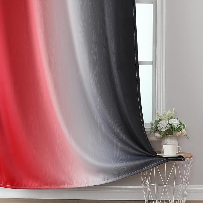 Estelar Textiler Black and Red Blackout Curtains, 100% Ombre Blackout Curtains - Image 6