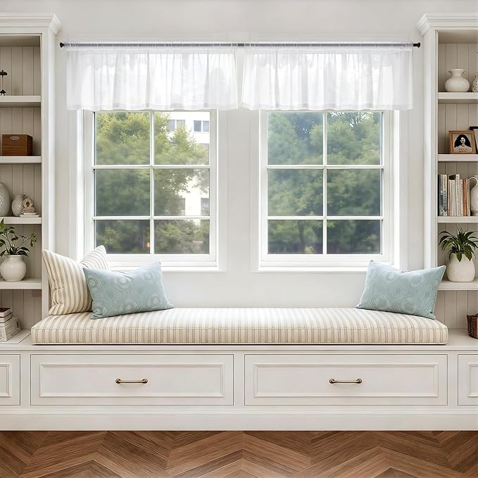 MIULEE White Valance for Windows, 4 Panels Set, Light Filtering Small Short - Image 2