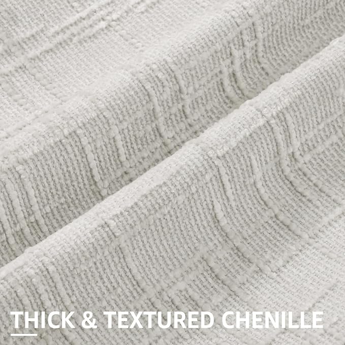decorUhome Light Grey Chenille Throw Pillow Covers 18x18 Set of 2 Textured Soft - Image 2