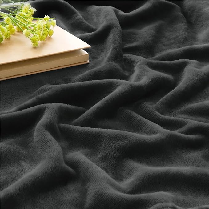 BEDELITE Fleece Blanket Charcoal Grey Throw Blankets - Image 3