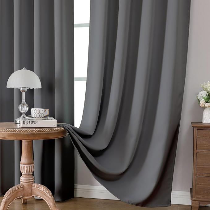CUCRAF Light Grey Blackout Curtains 72 inch Length 2 Panels Set, Rod Pocket - Image 5