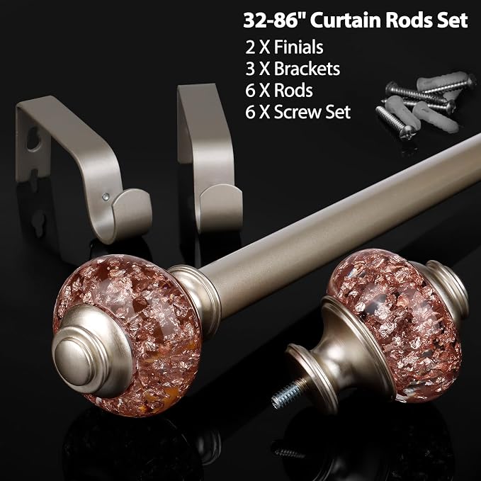 Curtain Rods for Windows 48 to 84 Inch, USFOOK 7/8 Inch Rose Gold Curtain Rod - Image 7