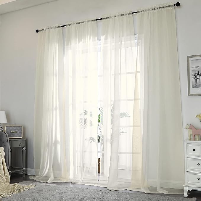 OWENIE Sheer Curtains 96 Inch Length, Elegant Sheer Curtains - Image 2