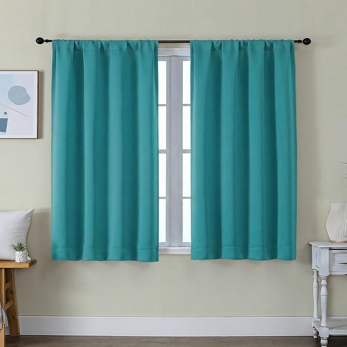Simplebrand Ava Teal Short Blackout Curtains by Simplebrand