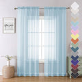 Lecloud Light Blue Sheer Curtains 84 Inches Long 2 Panels, Light Filtering by Lecloud