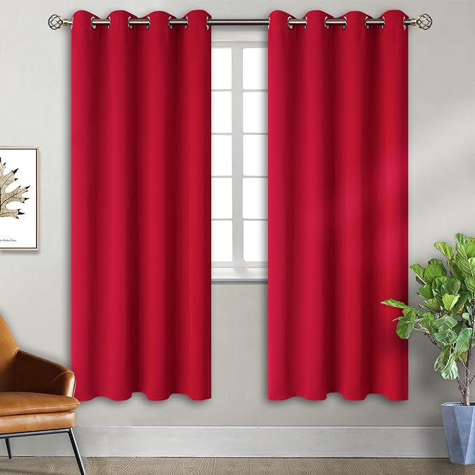 BGment Red Blackout Curtains 72 Inch Length 2 Panels Set, Grommet Thermal by BGment
