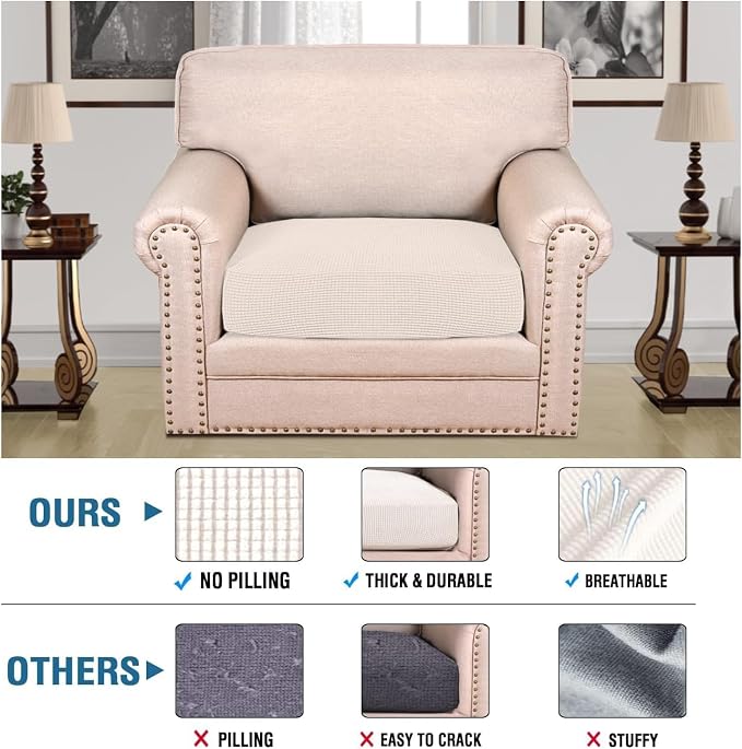 H.VERSAILTEX Super Stretch Individual Seat Cushion Covers Sofa Covers Couch - Image 2