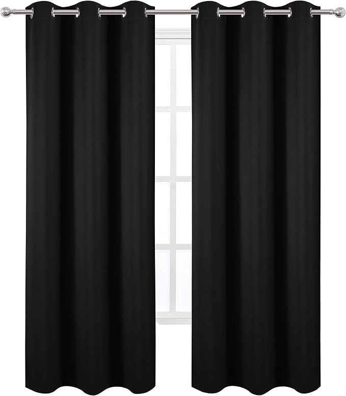 LEMOMO Black Blackout Curtains 34 x 84 Inch Length/Set of 2 Curtain - Image 2