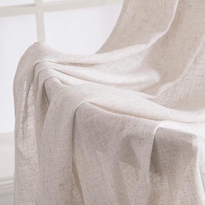MIULEE White Linen Curtains 90 Inch Length 2 Panels - Image 6