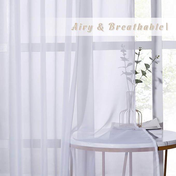 NICETOWN White Sheer Curtains for Bedroom Windows 84" Length - Image 3