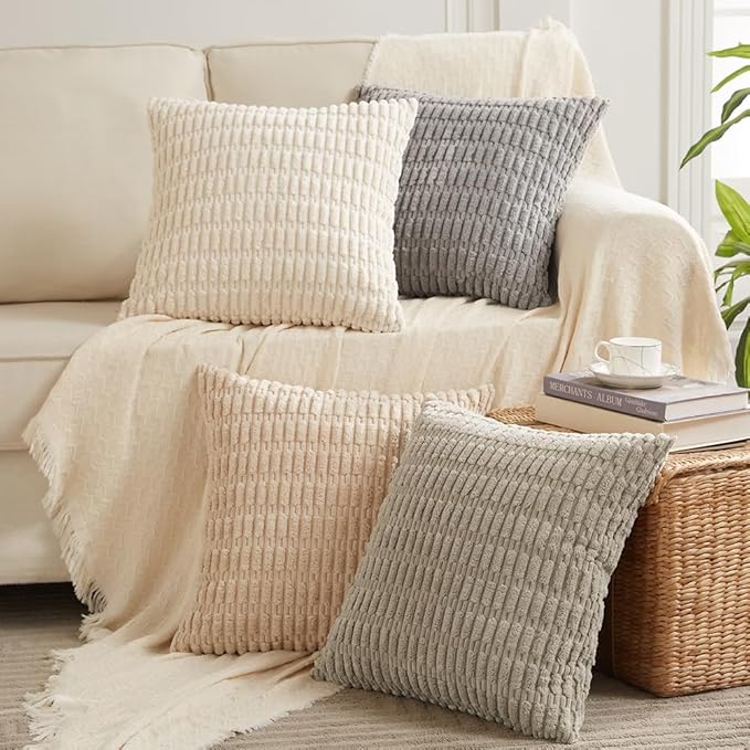 Fancy Homi 4 Packs Grey Decorative Throw Pillow Covers 26x26 Inch - Image 7