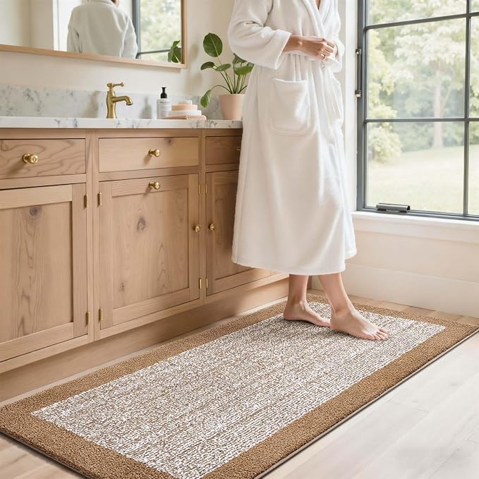 60x24 Long Bathroom Rugs Washable Non Slip, Coffee Bath Mat - Image 3