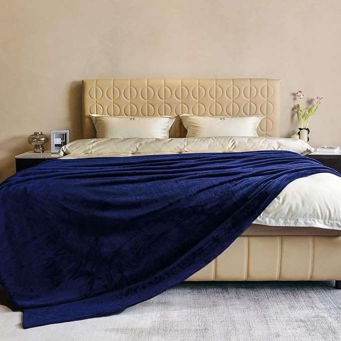 JIAHANNHA Fleece Blanket King Size Navy Blue 108 by 90 Inches Throw Blankets by JIAHANNHA