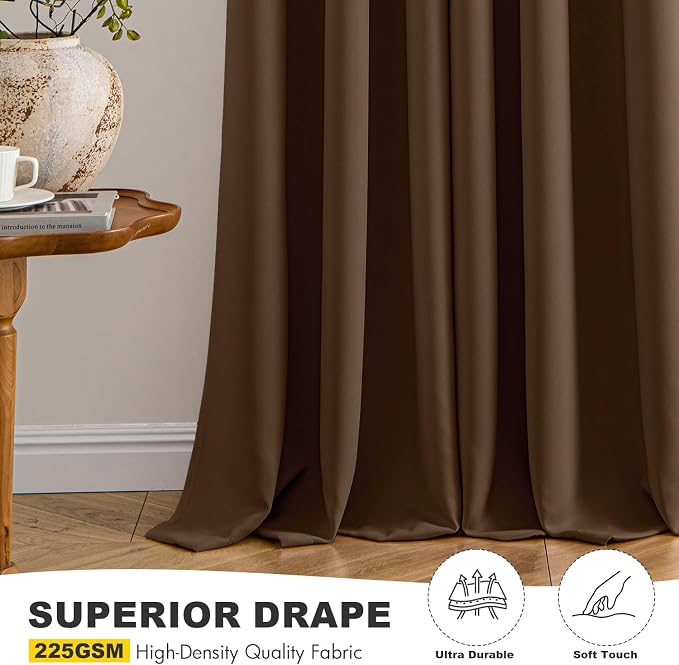 MIULEE Blackout Curtains for Bedroom 2 Panels 40 x 45 Inch Long Brown | Thermal - Image 5