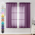 OVZME Plum Sheer Curtains 63 Inches Long 2 Panels by OVZME