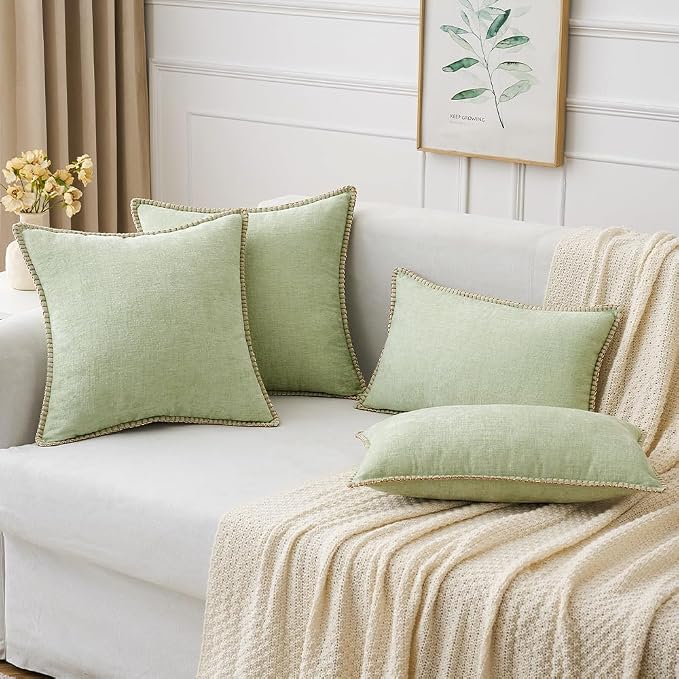 MIULEE Decorative Couch Throw Pillow Covers 16x16 Inch Light Green 2 Pack | - Image 5