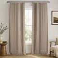 MIULEE Copper Brown Pinch Pleated 100% Blackout Linen Curtains 40x84 Inches | by MIULEE