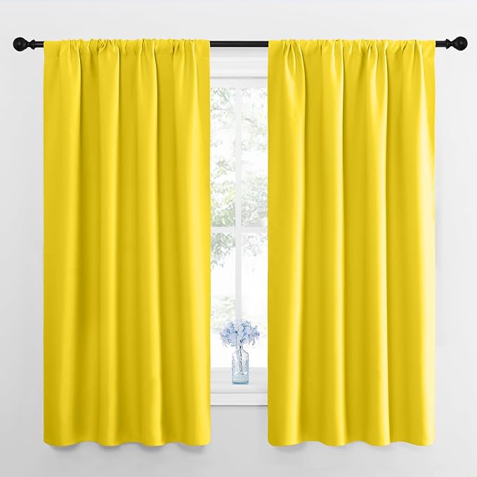 NICETOWN Bright Yellow Blackout Curtains 63 inches Long by NICETOWN