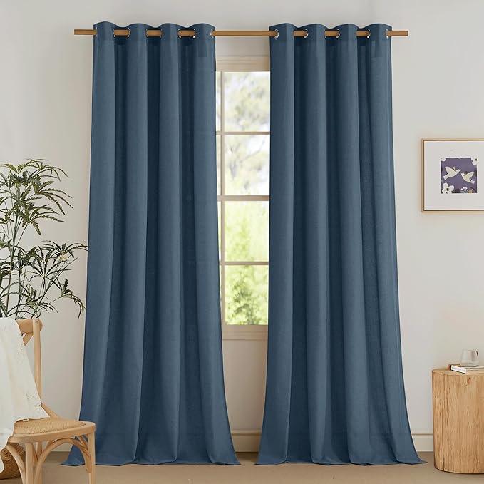 NICETOWN Navy Blue Linen Curtains by NICETOWN