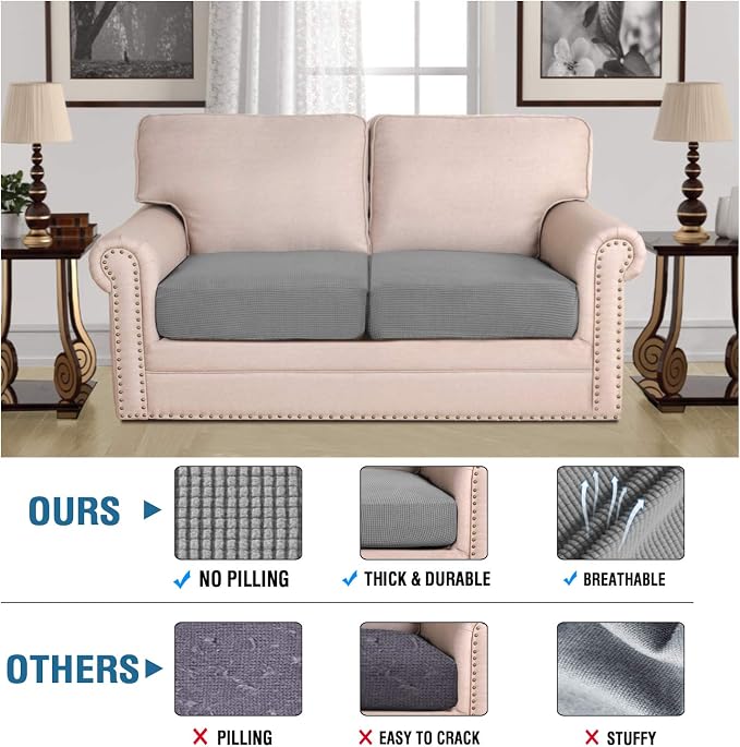 H.VERSAILTEX High Stretch Couch Cushion Covers, Chair Sofa Seat Slipcovers - Image 5
