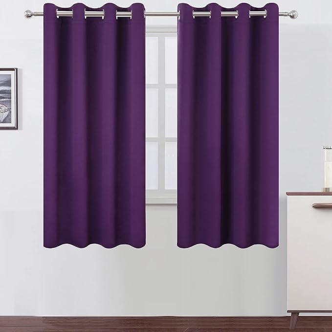 LEMOMO Blackout Curtains 52 x 63 inch/Purple Curtains Set of 2 Panels/Thermal by Lemomo