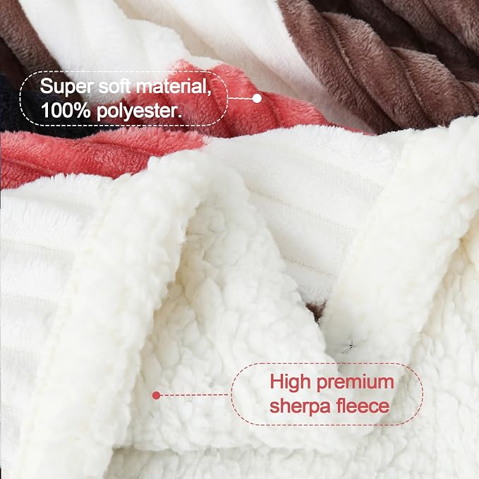 PU MEI Sherpa Blanket Twin Plaid Thick Bed Blanket, 60”*80” Super Soft Flannel - Image 5