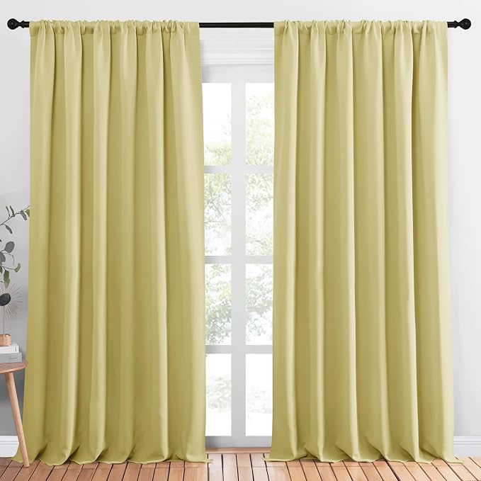 NICETOWN Blackout Curtains Window Draperies, Paler Yellow, 70 by 95 inches Long by NICETOWN