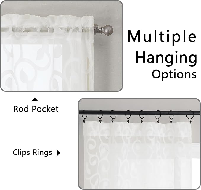 OWENIE Furman Ivory Sheer Curtains 90 inches Long - Image 3