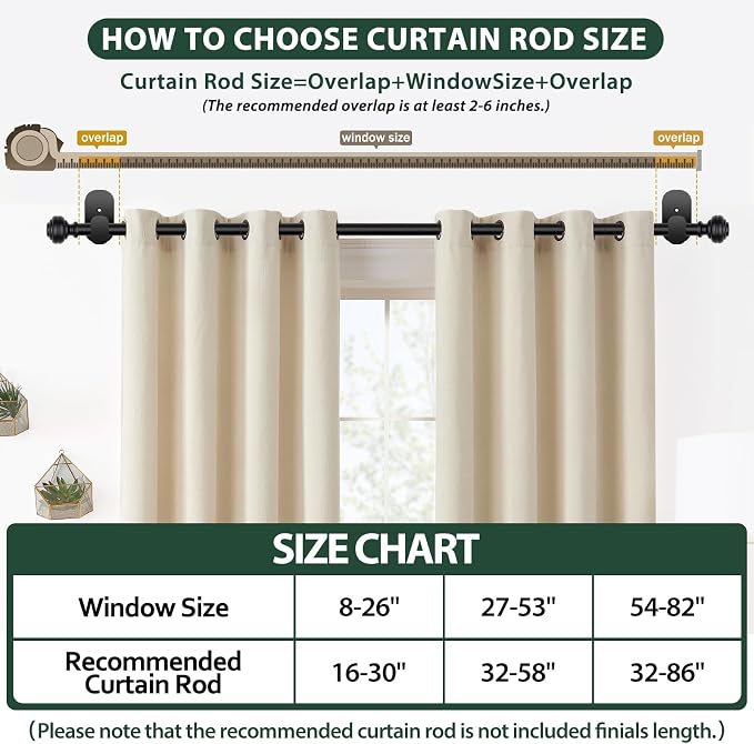 KAMANINA No Drill Curtain Rods for Windows 32 to 58 Inches, 5/8 Inch Renter - Image 7