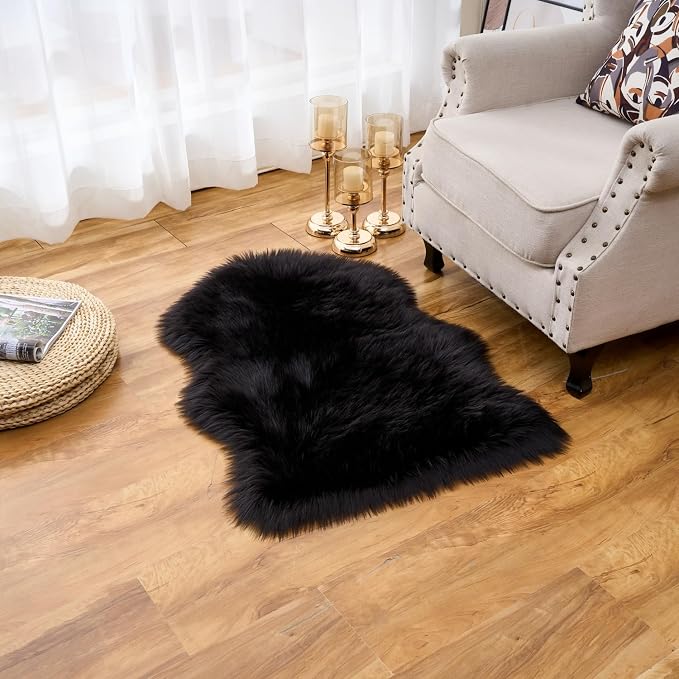 EasyJoy Ultra Soft Fluffy Shaggy Area Rug Faux Fur Rug Chair Cover Seat Pad - Image 3