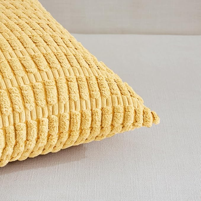 Fancy Homi 4 Packs Yellow Decorative Throw Pillow Covers 22x22 Inch - Image 4