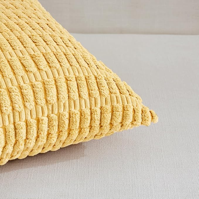 Fancy Homi 4 Packs Yellow Lumbar Decorative Throw Pillow Covers 12x20 Inch - Image 4