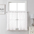 Lecloud Leia White Sheer Kitchen Curtains 36 Inch Length 2 Pcs, Jacquard Leaf by Lecloud