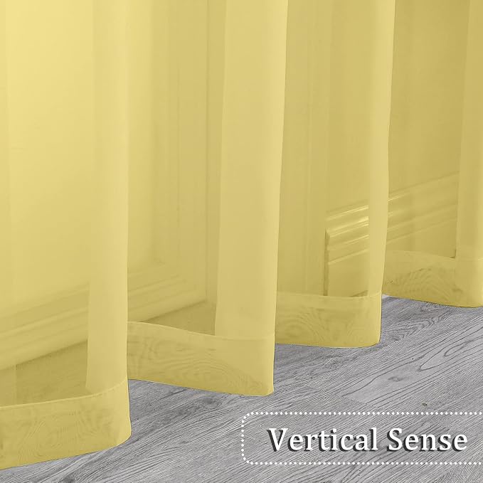 OVZME 2 Pack: Basic Mustard Yellow Sheer Curtain 84 Inches Long - Image 5