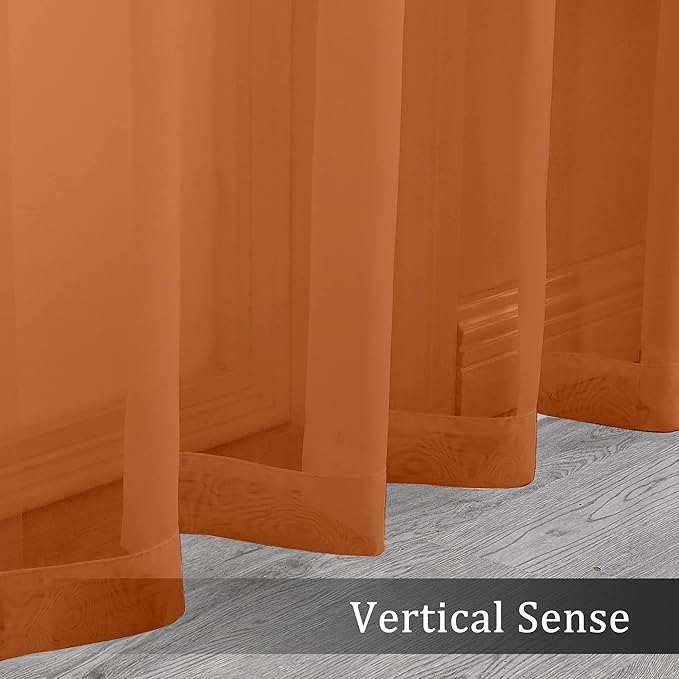 OWENIE Orange Sheer Curtains 96 Inch Length, Elegant Sheer Curtains - Image 3