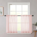 Blush Kitchen Curtains 30 Inch Length Tier 2 PCS, Solid Soft Airy Half Curtains by WelvetBLK