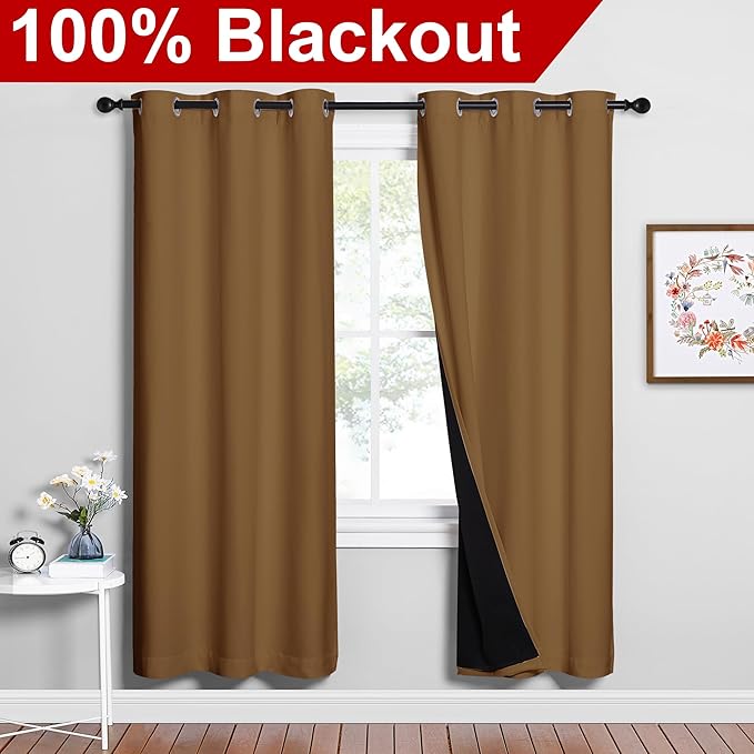 NICETOWN 100% Blackout Window Curtain Panels, 2 Pieces, 42-inch Wide Per Panel - Image 2