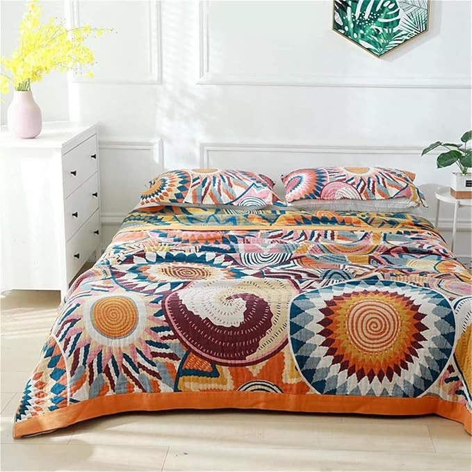 MSGKV Boho Throw Blanket for Bed Couch, 100% Cotton Throw Blankets 80''x90'' - Image 3