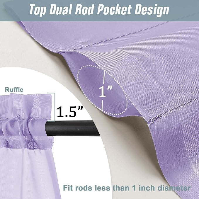 Small Sheer Curtains Tier 24 Inches Length 2 Pieces, Light Filtering Cafe - Image 3