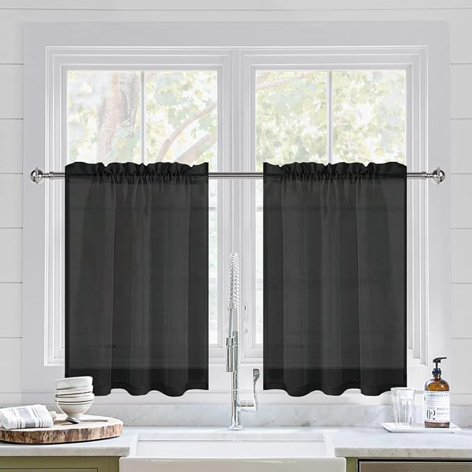 DWCN Sheer Curtains Semi Transparent Voile Rod Pocket Curtains by DWCN