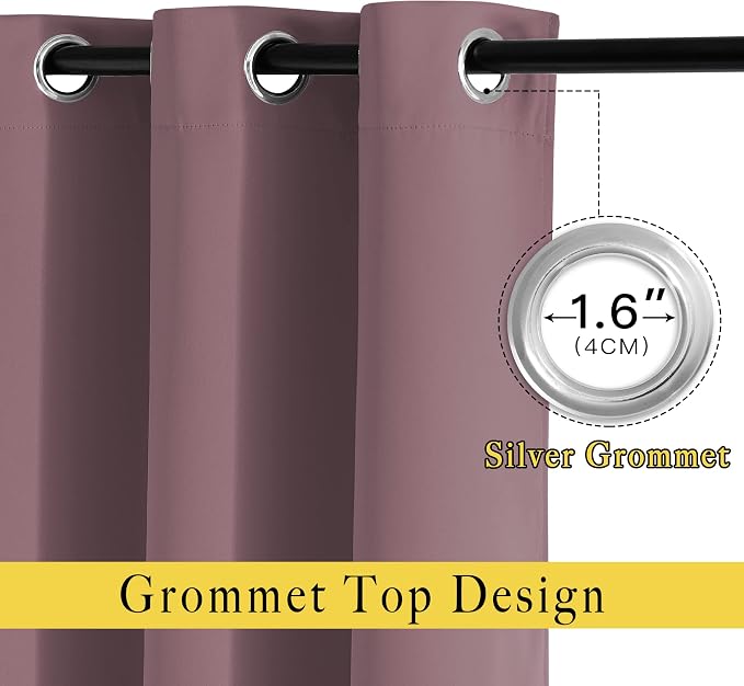 NICETOWN Bedroom Curtains 63 inch Length 2 Panels - Image 2
