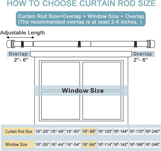 Byondeth Curtain Rods for Windows 16 to 88 Inches Adjustable Length 1 Inch - Image 4