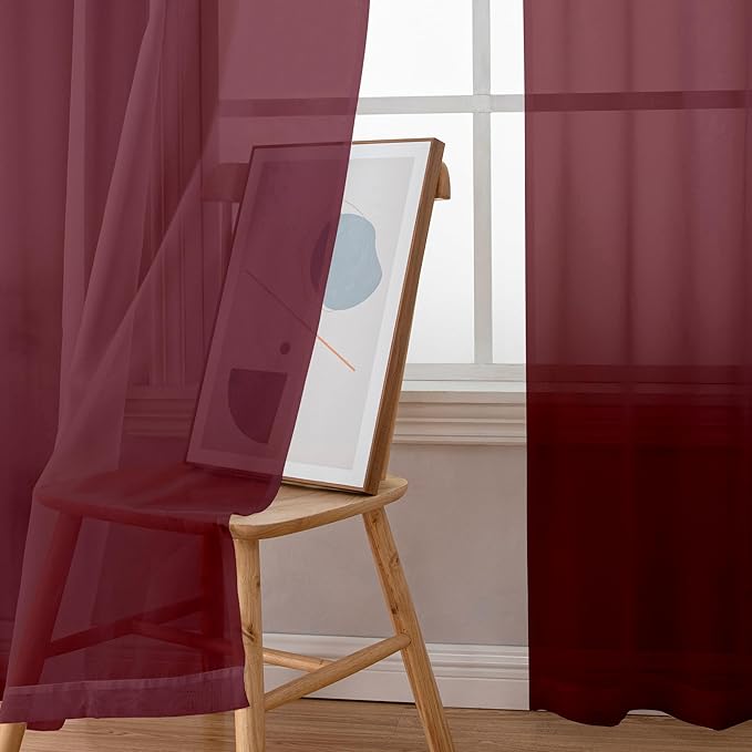 Simplebrand Red Sheer Panles 72 Inches Long 2 Panels - Image 3
