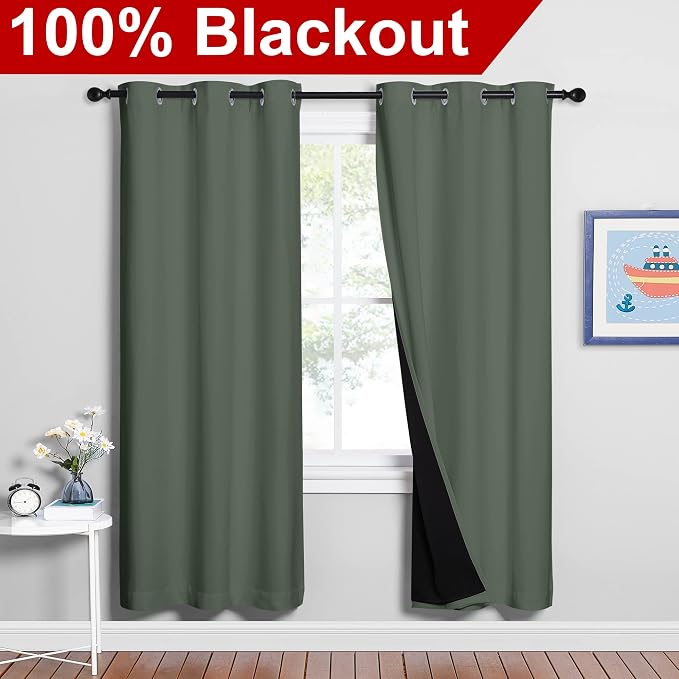 NICETOWN 100% Blackout Window Curtain Panels, Full Light Blocking Drapes - Image 2
