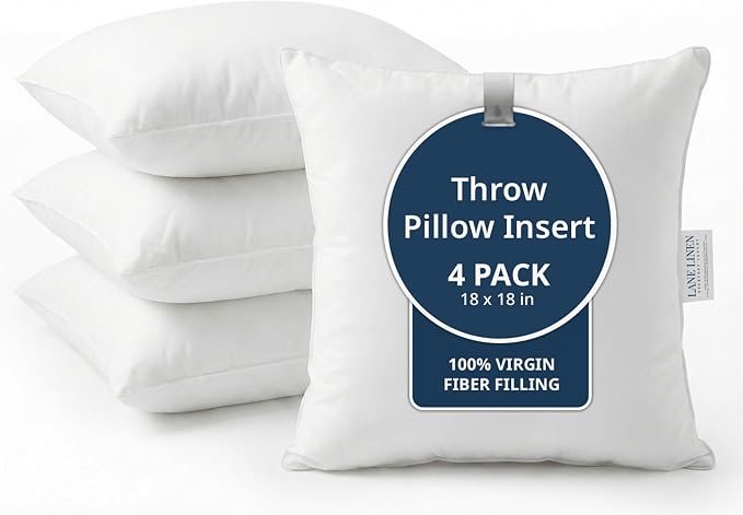 LANE LINEN 4 Pack 18x18 White Throw Pillow Inserts by LaneLinen